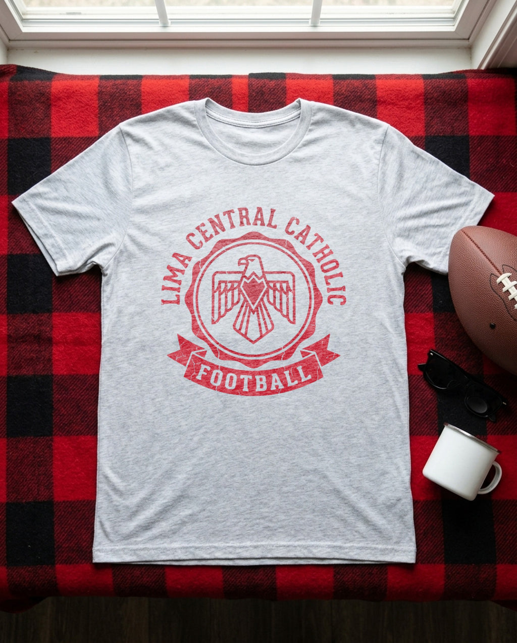 Lima Central Catholic Crest Badge Tee - Sport Grey
