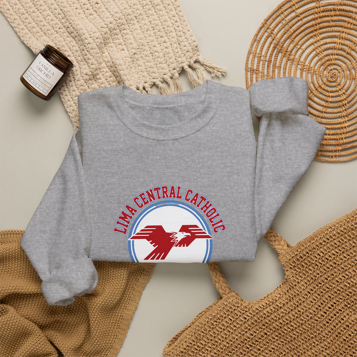 Lima Central Catholic Football Crest Crewneck