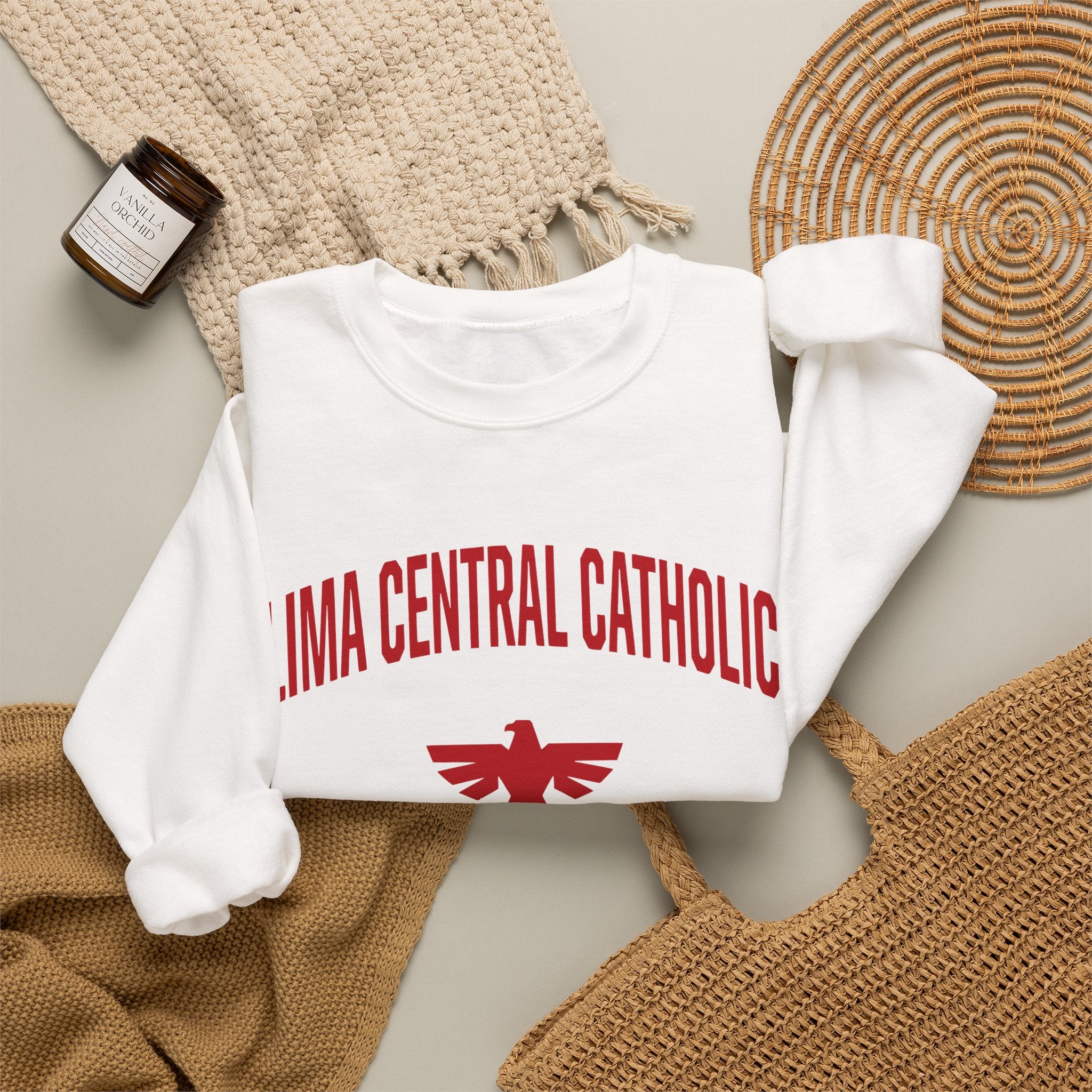 Lima Central Catholic Football Stack Crewneck