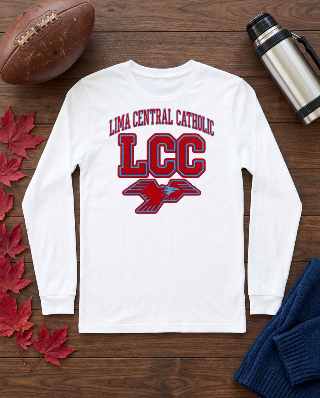 Lima Central Catholic Varsity Lockup Long Sleeve - White