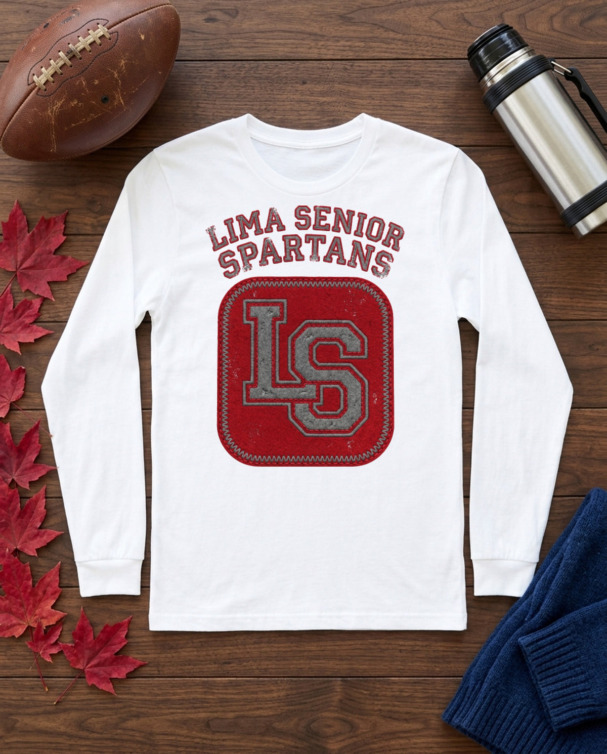 Lima Senior Varsity Lockup Long Sleeve - White