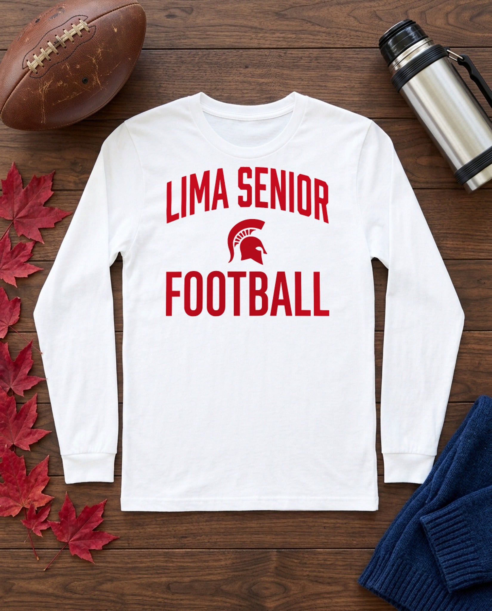 Lima Senior Football Stack Long Sleeve - White