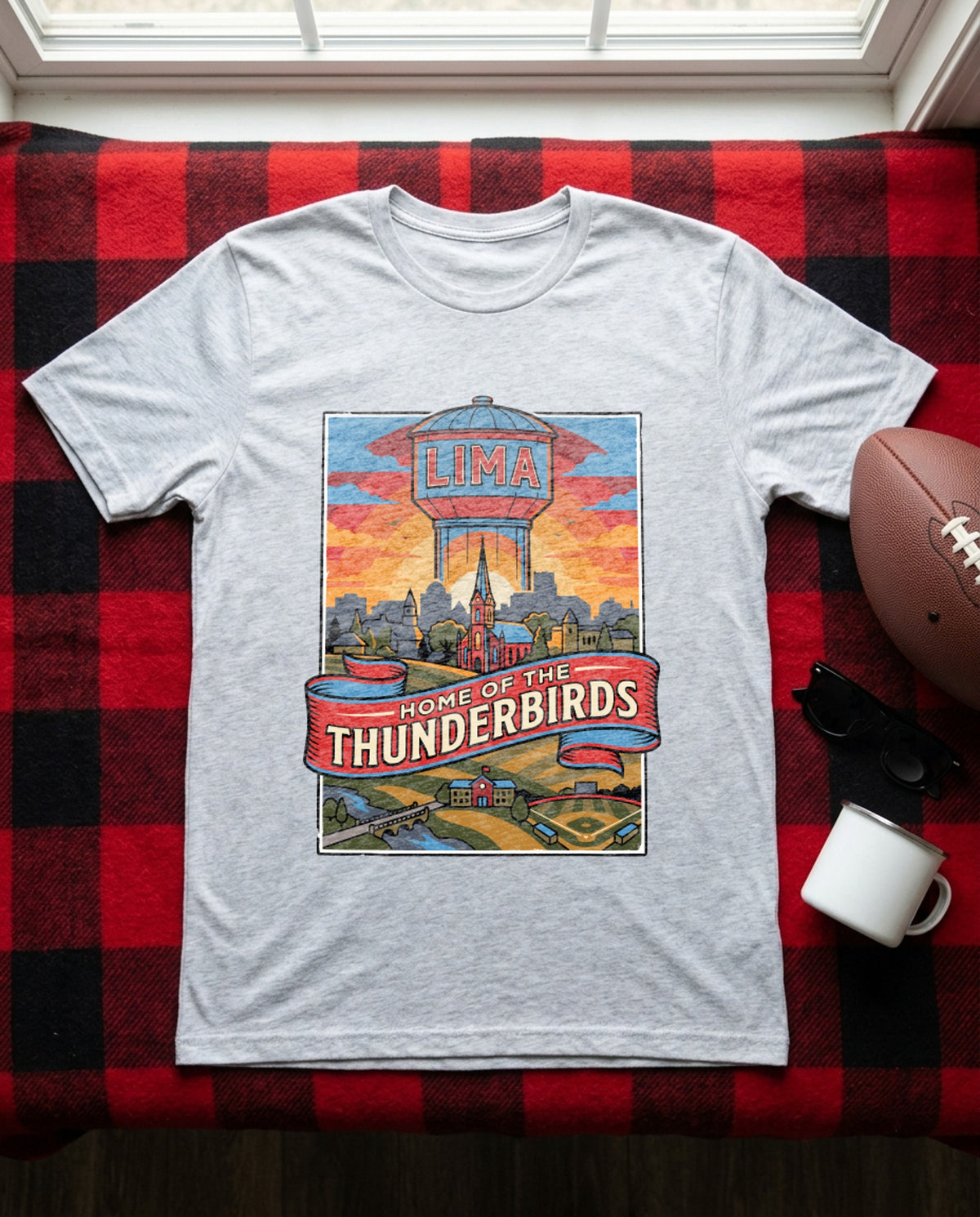Lima Central Catholic Hometown Poster Tee - Sport Grey