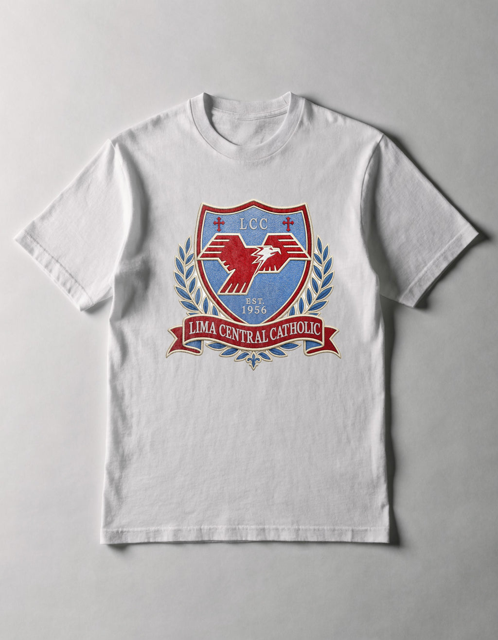 Lima Central Catholic Heritage Crest Tee - White