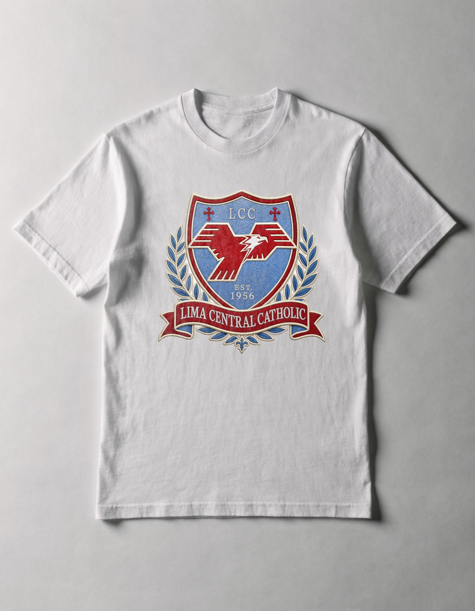 Lima Central Catholic Heritage Crest Tee - White