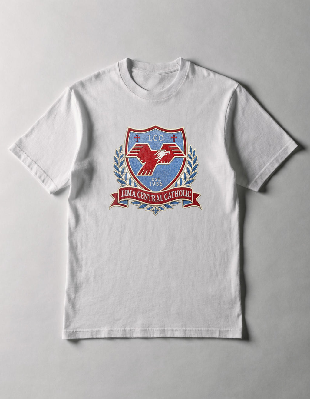 Lima Central Catholic Heritage Crest Youth Tee - White