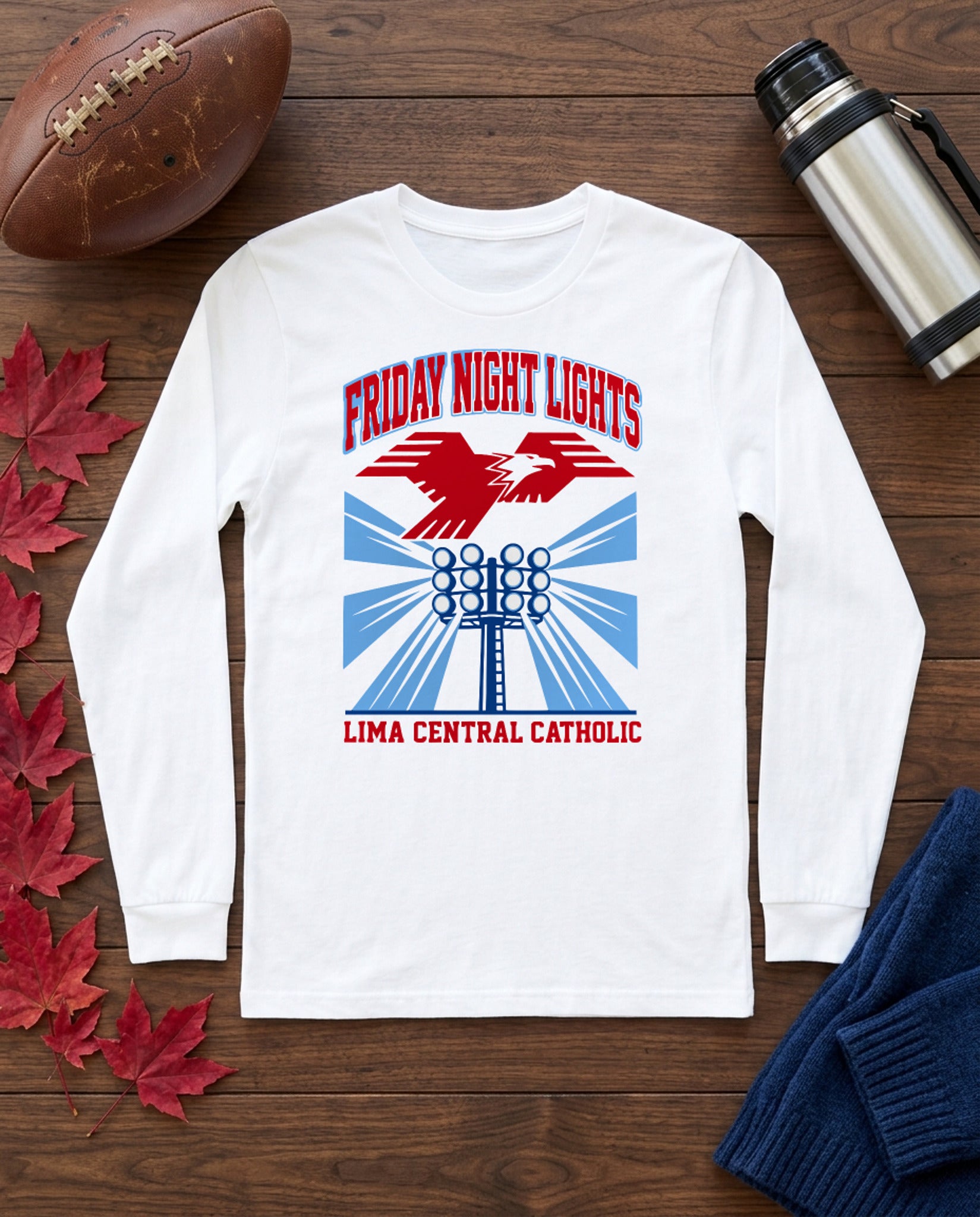 Lima Central Catholic Friday Night Lights Long Sleeve - White