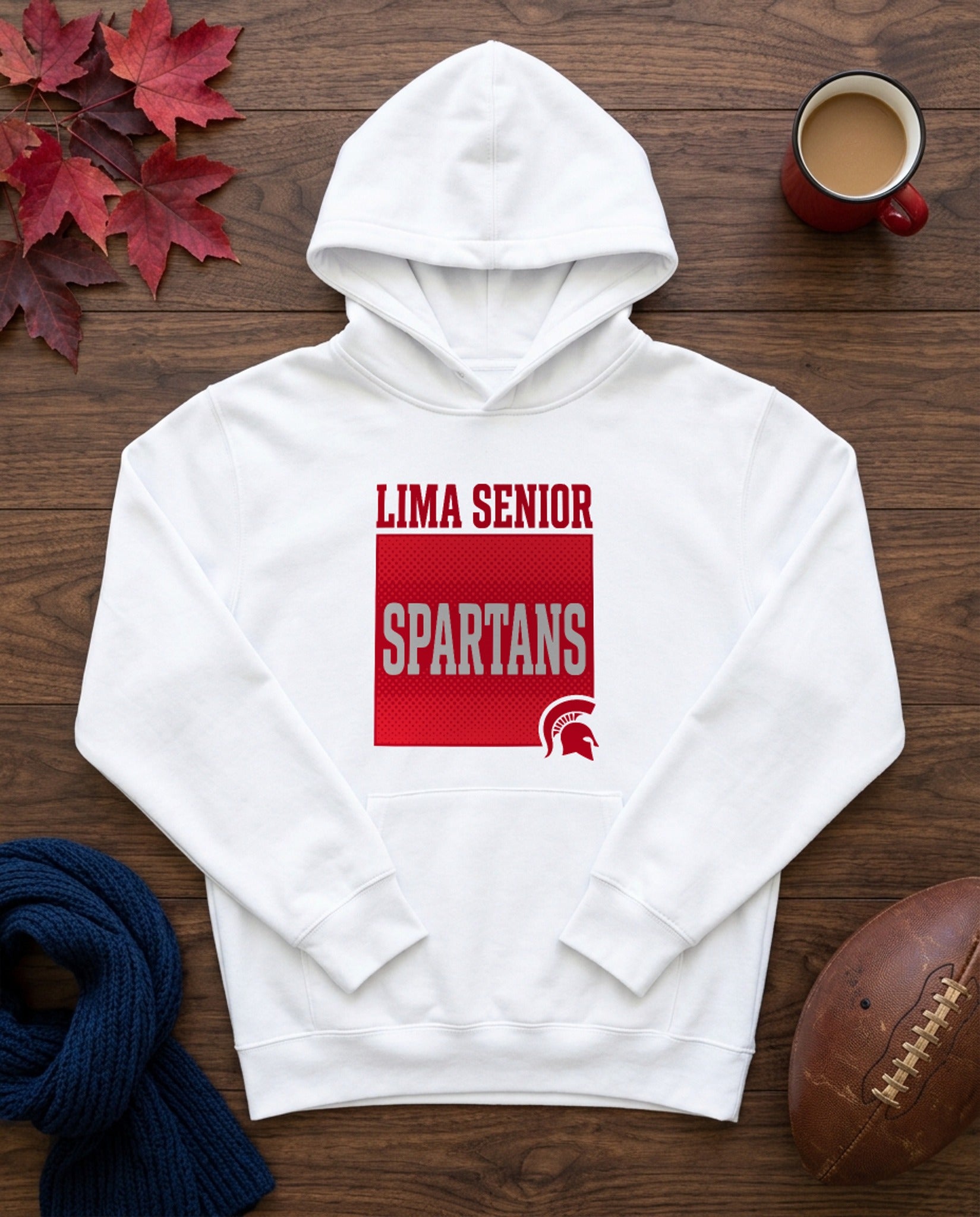 Lima Senior Boxed Mascot Hoodie - White