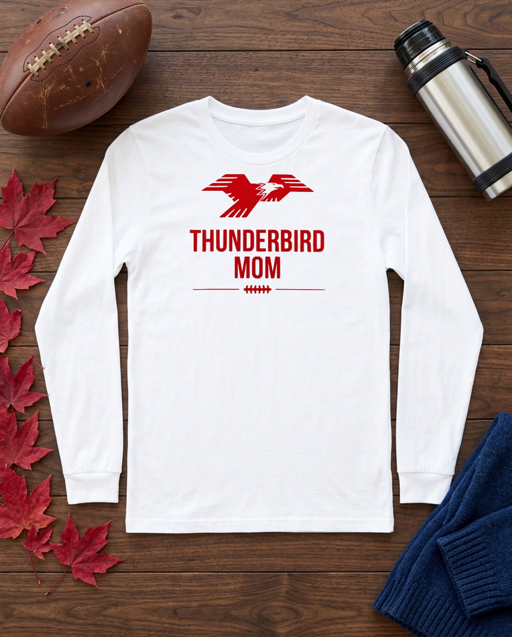 Lima Central Catholic Thunderbird Mom Long Sleeve - White