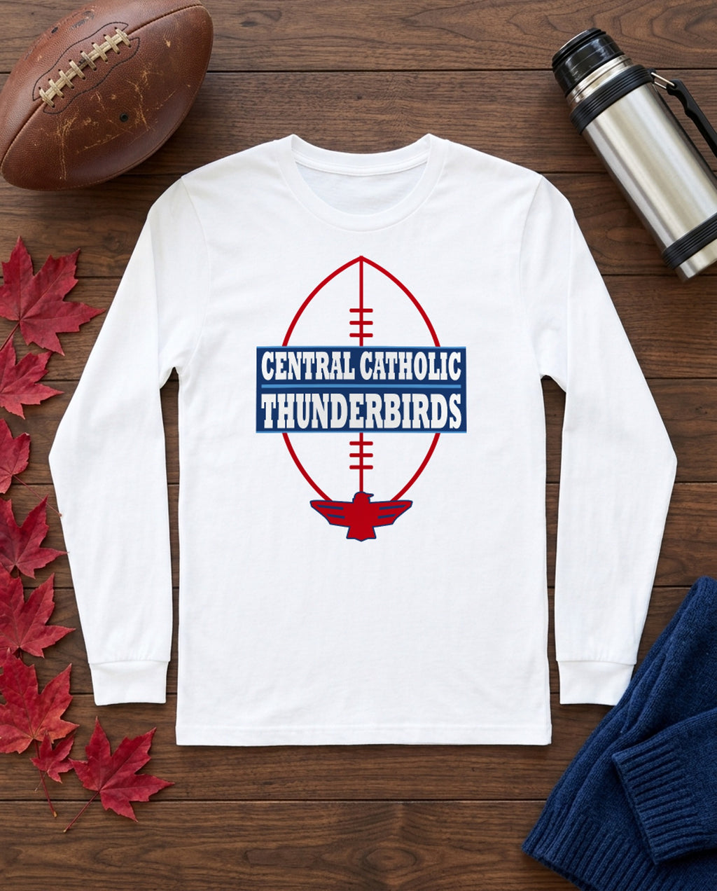 Lima Central Catholic Gridiron Long Sleeve - White