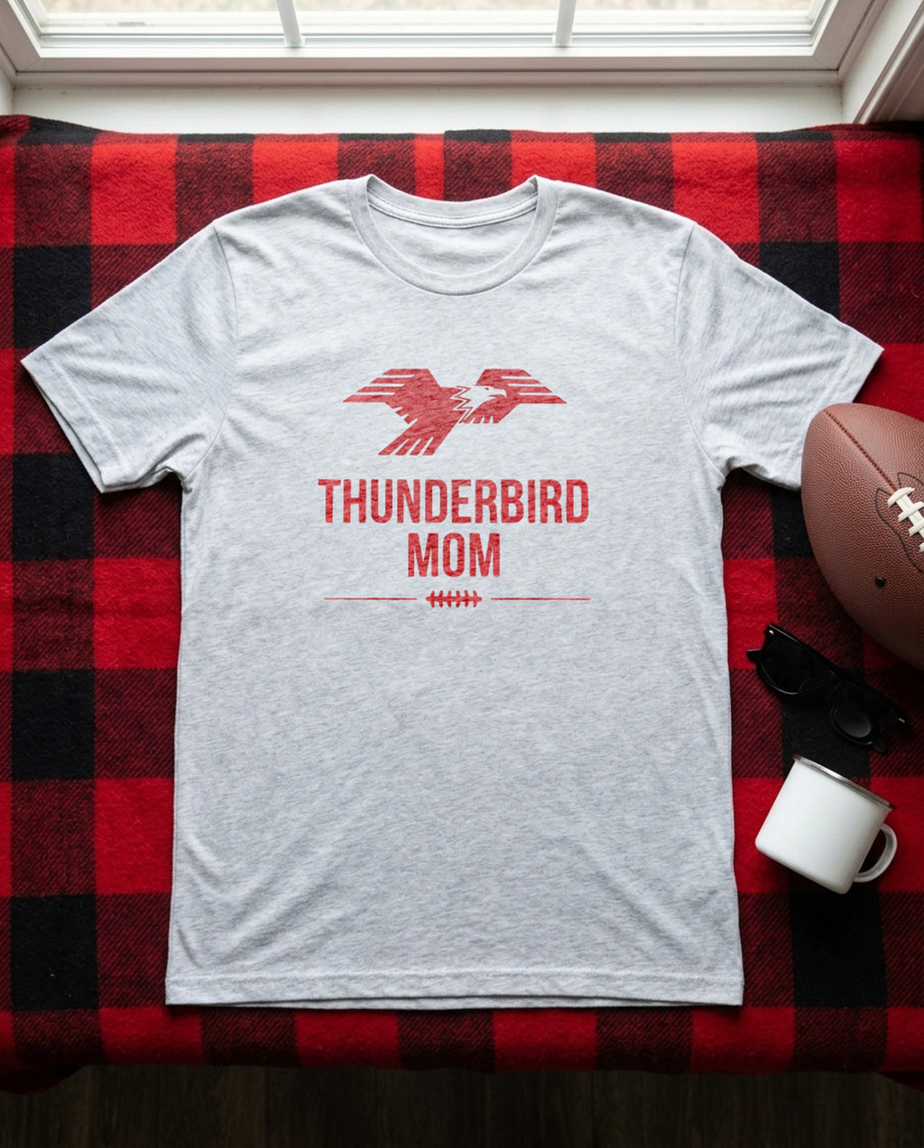 Lima Central Catholic Thunderbird Mom Tee - Sport Grey