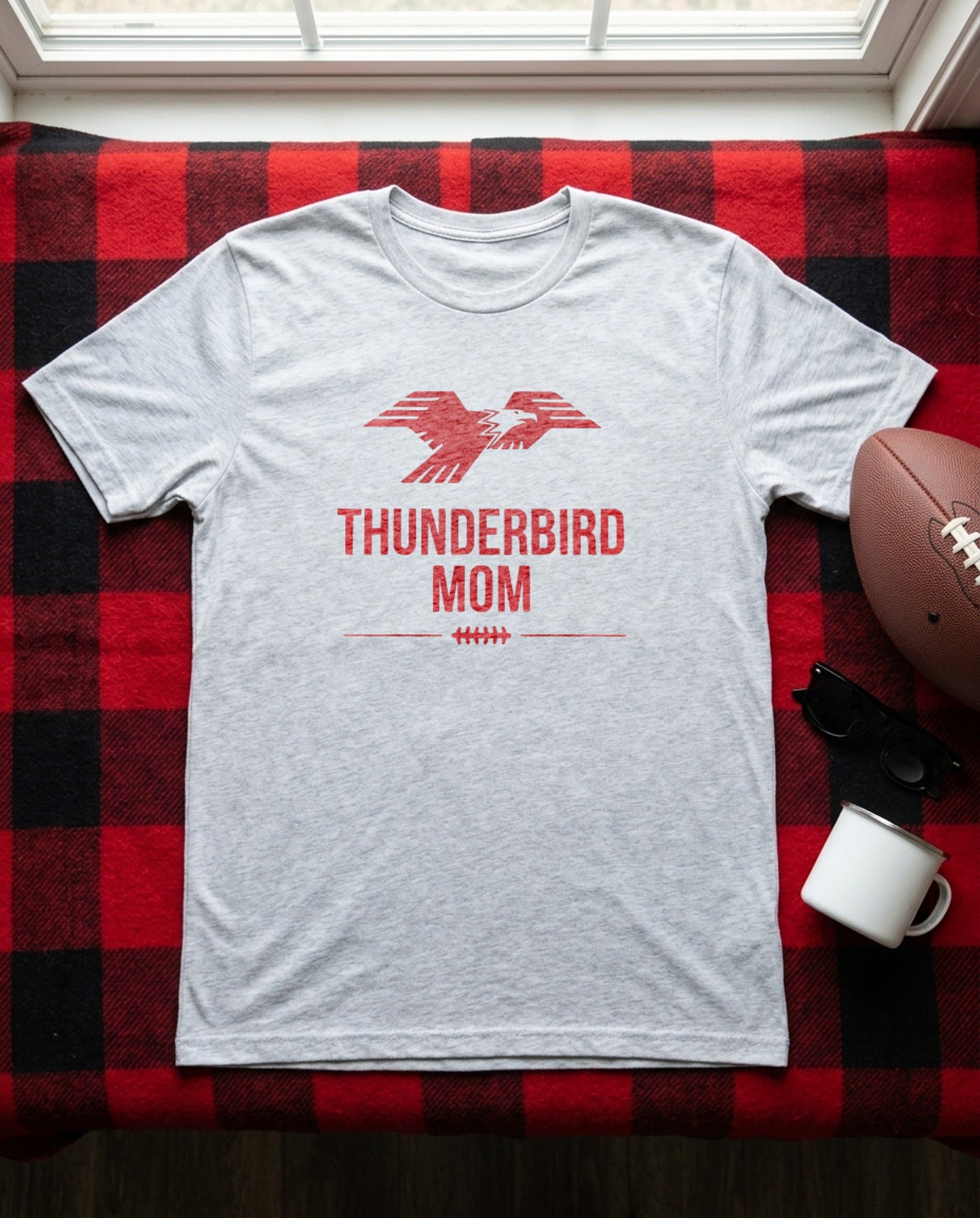 Lima Central Catholic Thunderbird Mom Tee - Sport Grey