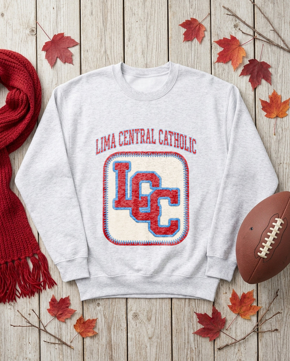 Lima Central Catholic Varsity Patch Crewneck - Sport Grey