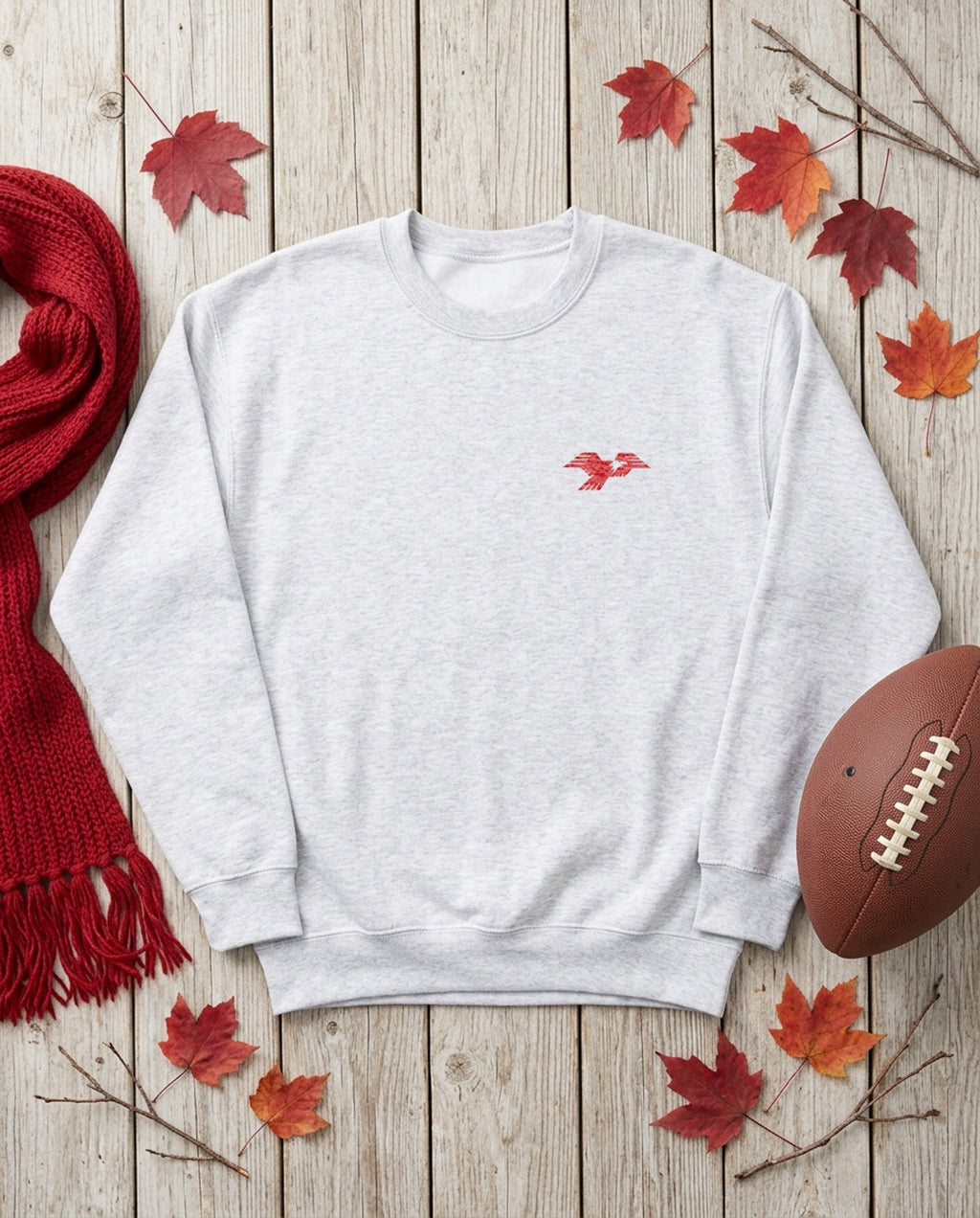 Lima Central Catholic Thunderbird Mark Embroidered Crewneck