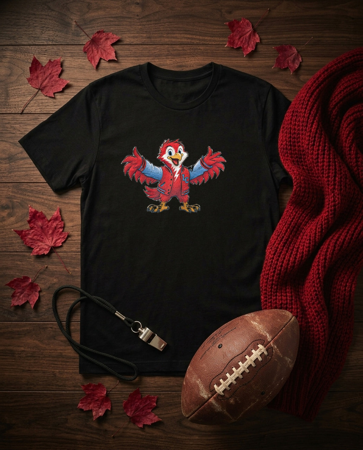 Lima Central Catholic Hand Drawn Mascot Youth Tee - Black