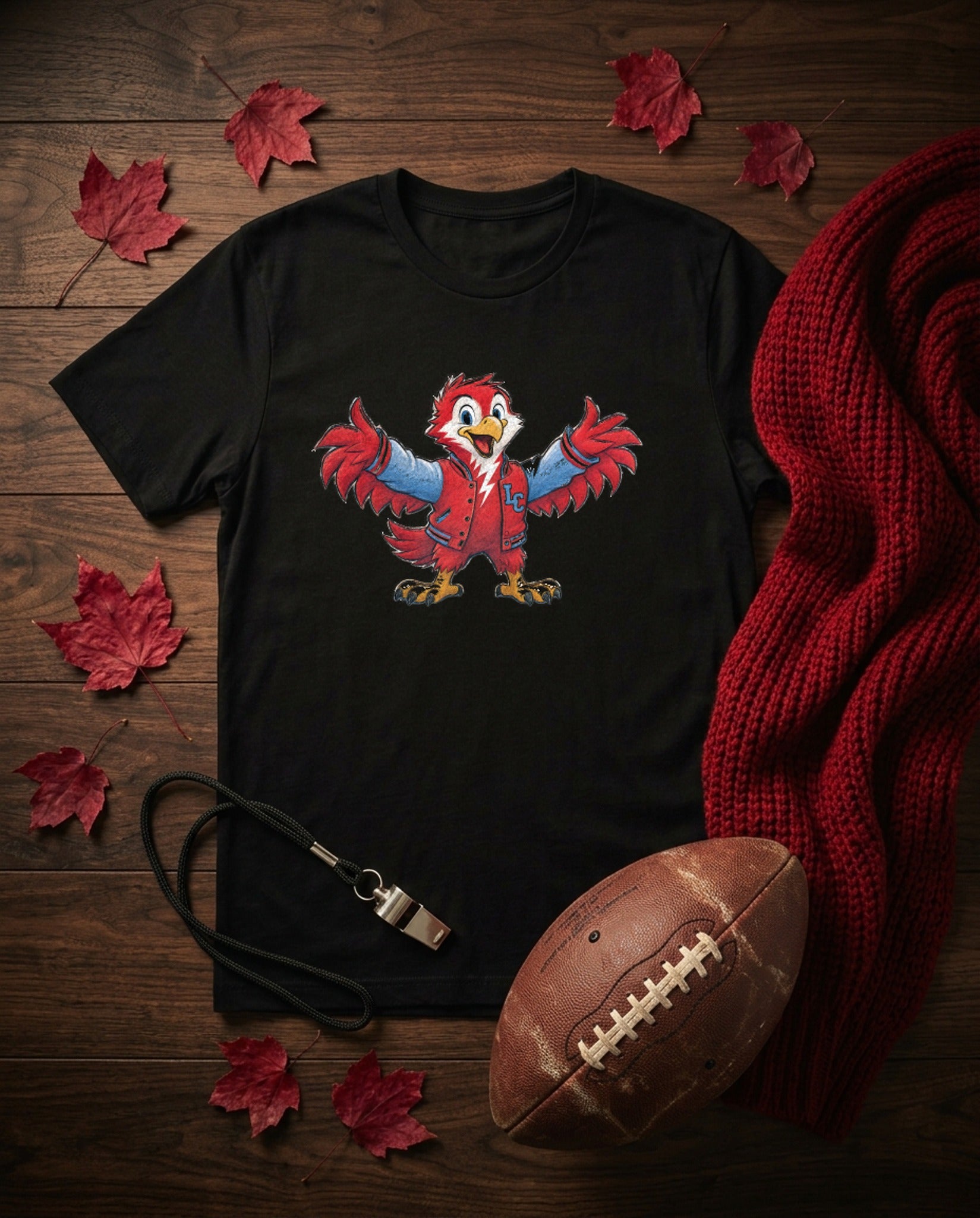 Lima Central Catholic Hand Drawn Mascot Tee - Black