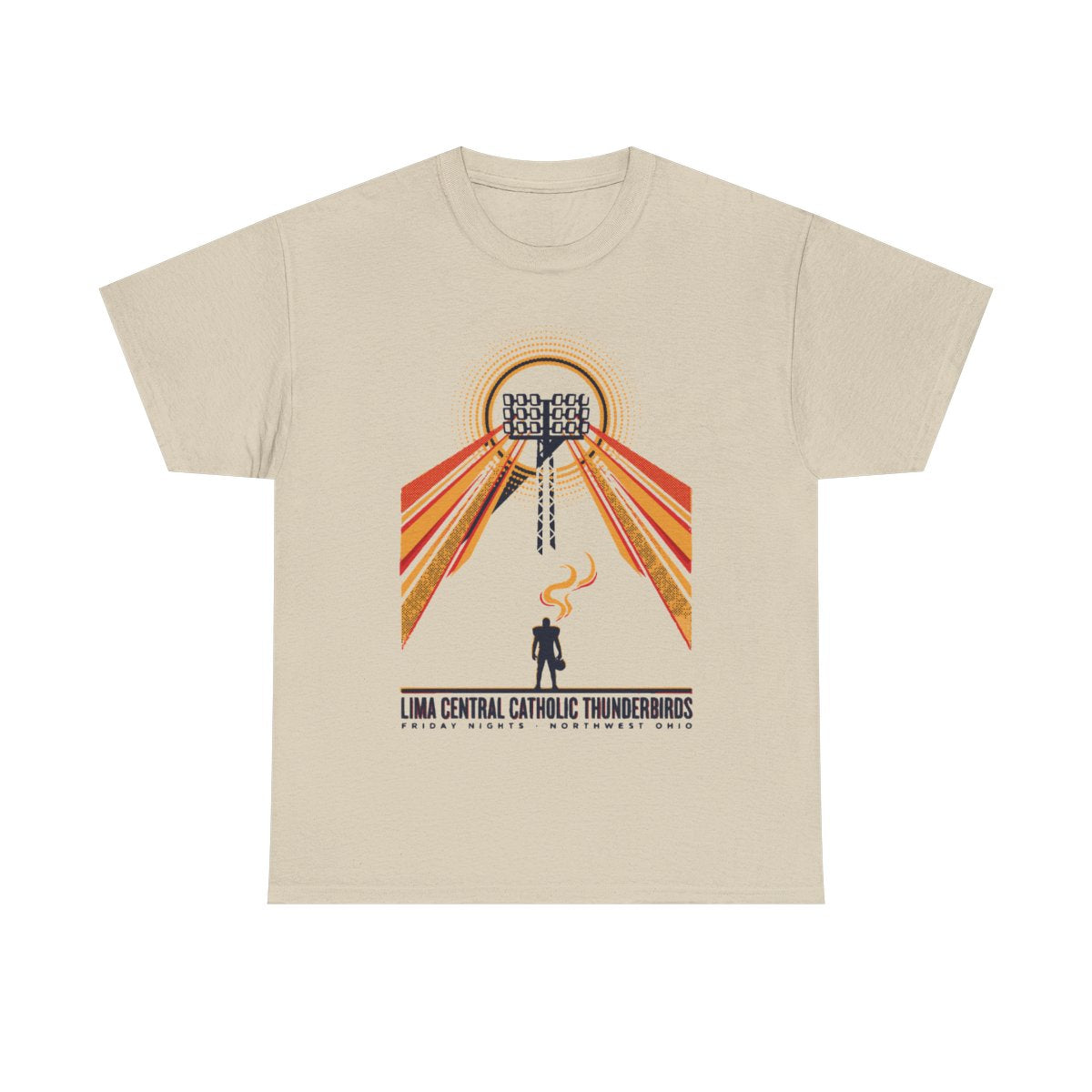 Lima Central Catholic Retro Stadium Lights Tee