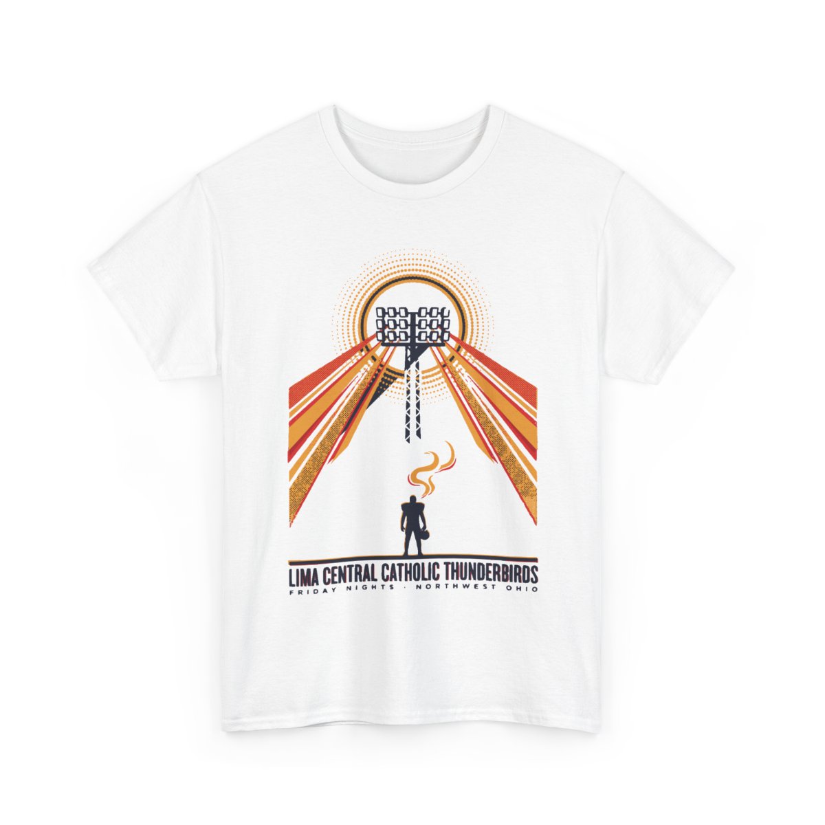 Lima Central Catholic Retro Stadium Lights Tee