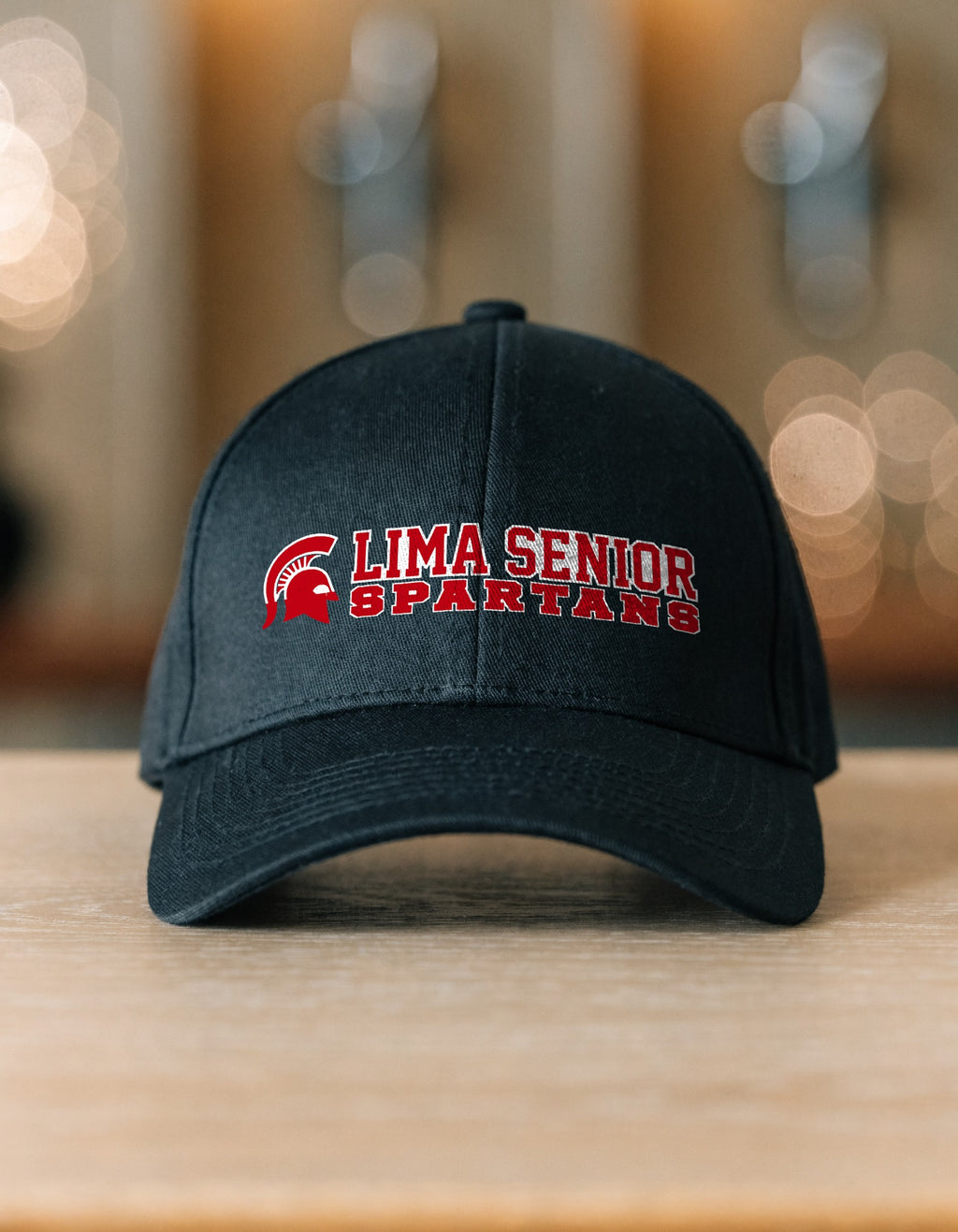 Lima Senior Spartans embroidered stretch fitted hat in black
